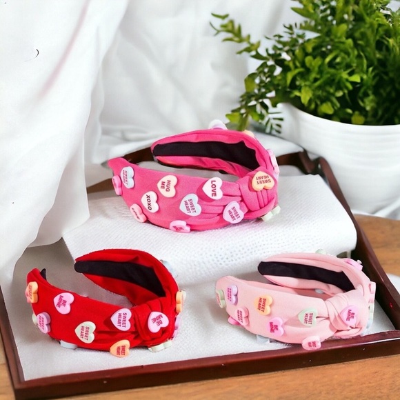 Brand New Valentine's Day Headbands - Adorned with Conversation Hearts, 5 Colors - Picture 12 of 14